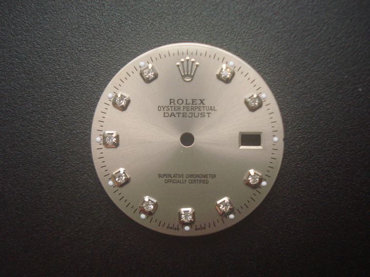 28mm Silver Grey Sunburst Dial Marked Rolex Symbol With Silver Rhinestones For Mens Steel DATEJUST Watch Fit ETA 2836 Or DG 2813 Or MIYOTA 8215 Automatic Movement With DWO