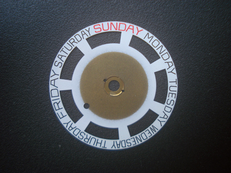 One Pc Genuine White Day Disc Wheel In Bigger English With Red Sunday For ETA 2834 Automatic Movement Fit The Dial With Day Window On 12 O'clock