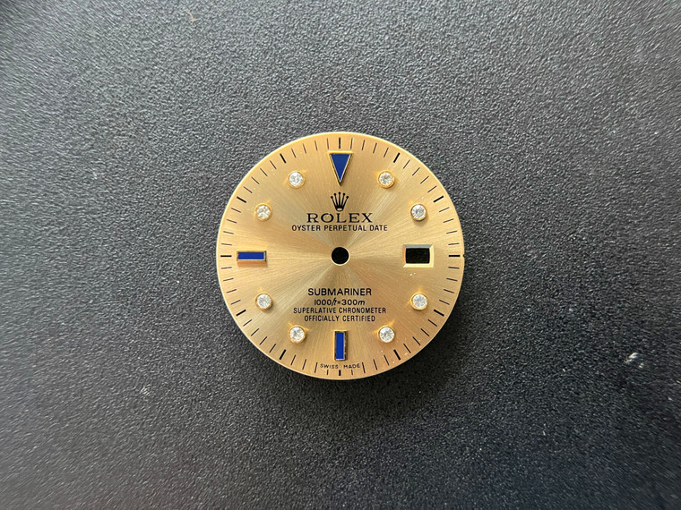 29mm Sunburst Champagne Dial Marked Rolex Symbol With CZ Rhinestones And Blue Hour Markers For Mens 2-tone Or Golden Submariner Watch Fit ETA 2836 Or DG 2813 Or Automatic Movement With DWO