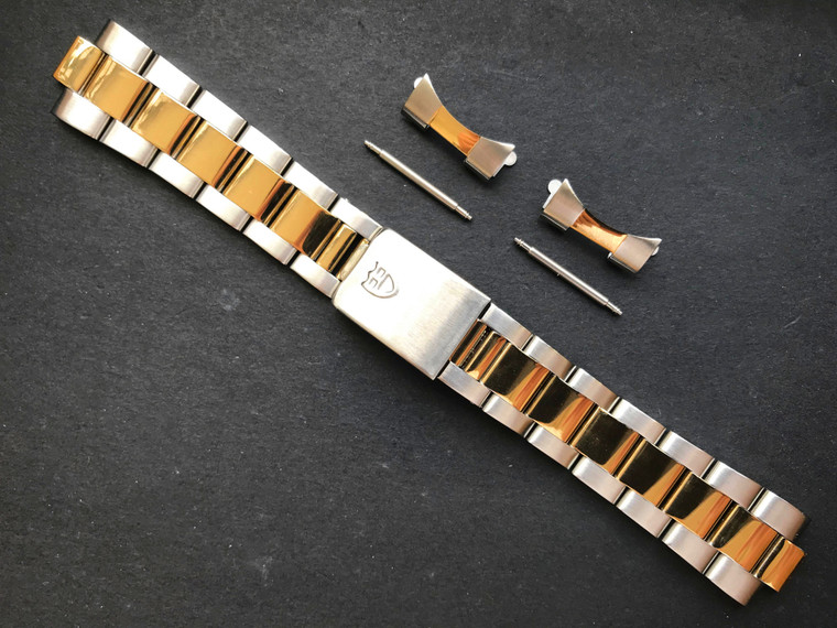 Signed 20mm 2-tone Oyster Quality Watch Band Bracelet Strap For Mens Vintage 36mm TUDOR PRINCE Day-Date Watch Case