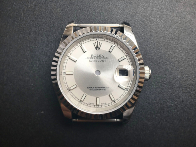Steel Rolex 116234 DateJust 36mm Watch Set  With Fluted Bezel And Silver-White Tuxedo Dial Fit ETA 2824 Movement