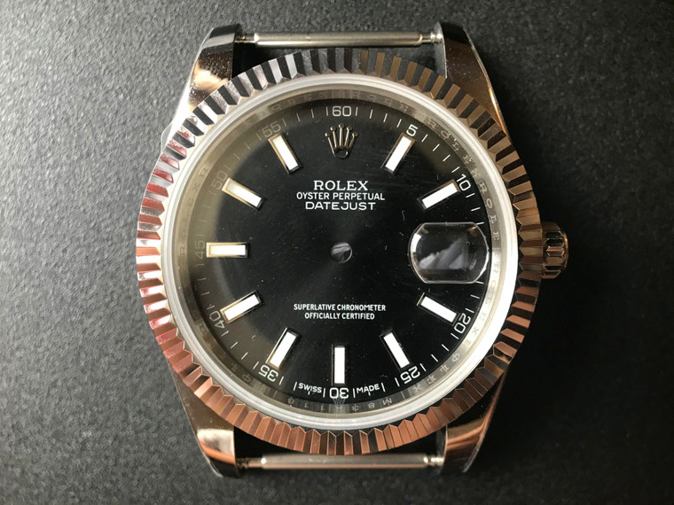 New Style Of Steel Rolex 41mm DateJust Watch Set With Fluted Bezel And Black Dial Has Luminous Sticks Fit ETA 2824 Movement