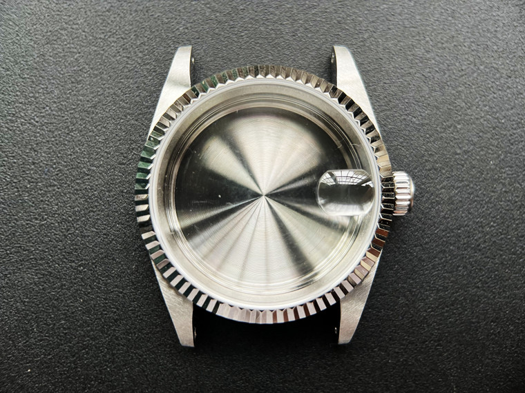 Unbranded Vintage Style of 34mm Stainless Steel DATE Watch Case With Fluted Bezel And 19mm Lugs Size Fit ETA 2824 Movement And Dial In 27.0mm
