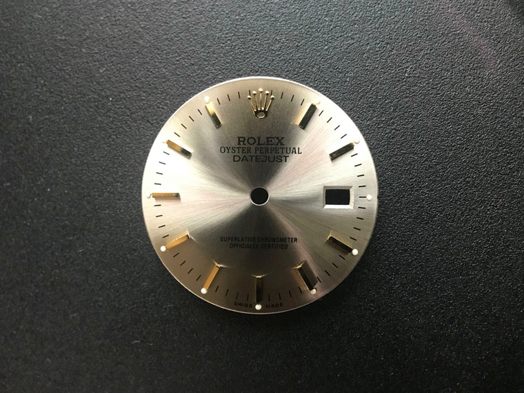 16013 28mm Grey Silver Sunburst Dial Marked Rolex Symbol With Golden Sticks For Mens 2-tone DATEJUST Watch Fit ETA 2836 Or DG 2813 Or MIYOTA 8215 Automatic Movement With DWO