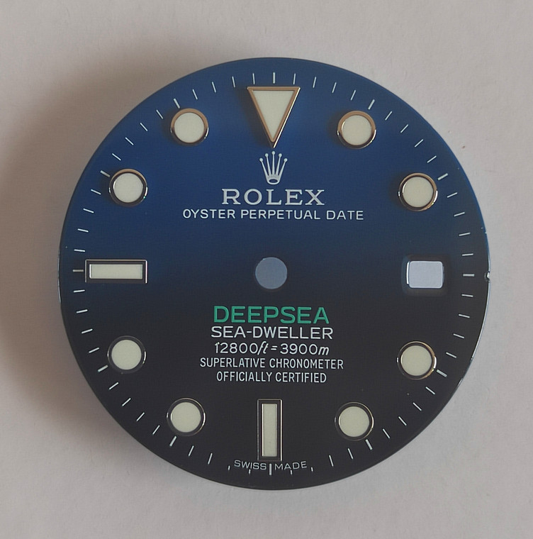 28.5mm James Cameron Blue-Black DEEPSEA SEA-DWELLER Dial Marked Rolex Symbol For Mens Watch With Blue-Green Luminova And Date Window Fit ETA 2836 Or 2824 Or MIYOTA 8215 Automatic Movement