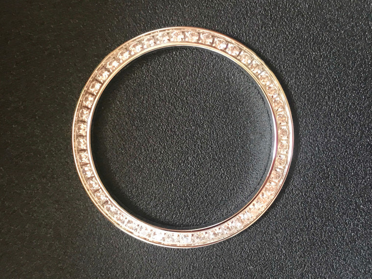 White Gold Alloy Plated Silver Bezel With CZ Rhinestones For Midsize 31mm ROLEX DATEJUST Watch