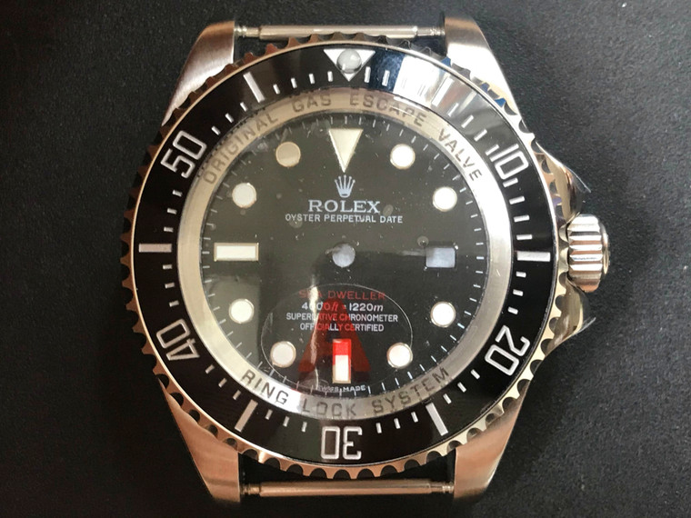 Higher Quality Of Steel Rolex Deepsea See-dweller Watch Set With Black Ceramic Bezel And Black Dial Has Red Letters Fit 2836 Movement Glued Date Wheel Overlay