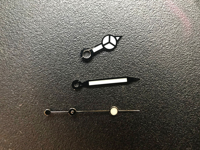 One Set Of Silver Mercedes Benz Watch Hands With Super Blue-Green Luminova For New Style Of 40mm 116610/114060 Submariner Or 36mm Explorer Watch Fit ETA 2836 Or 2824 For Mens Watch