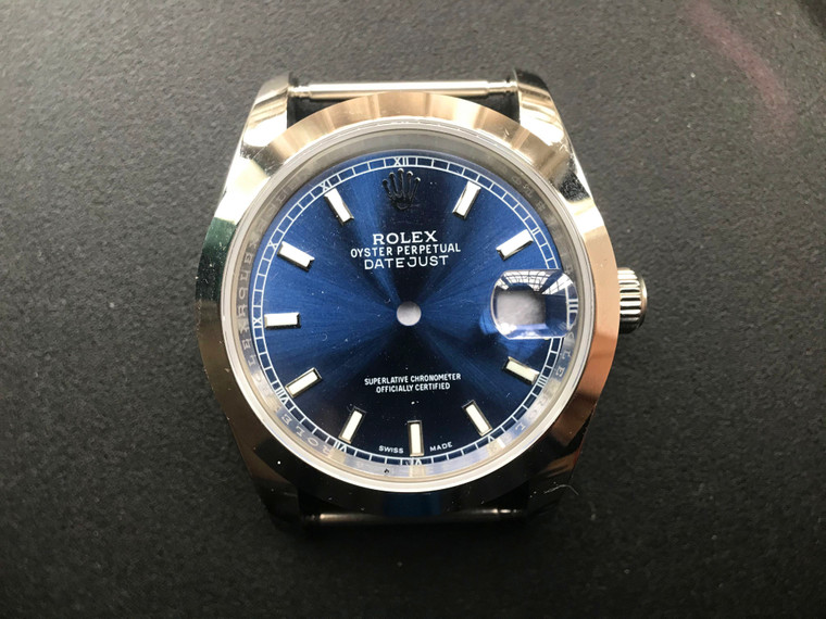 Steel Rolex 116234 DateJust 36mm Watch Set With Smooth Bezel And Blue Dial Has Small Roman Numerals Fit ETA 2824 Movement