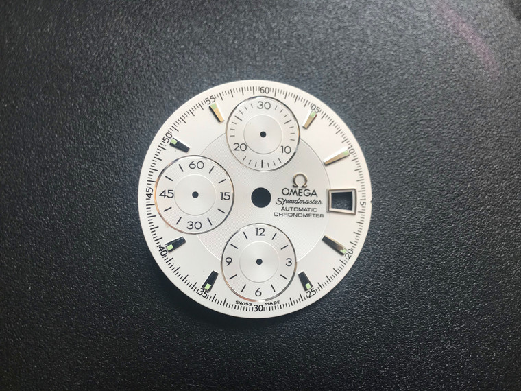 30mm White OMEGA Speedmaster Dial  For Mens Watch Fit Chinese 7750 Automatic Movement