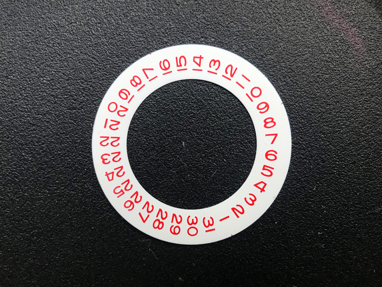 One Pc White Date Disc Wheel Overlay With Red Numbers For ETA 2836 Or DG 2813 Or MIYOTA 8215 Automatic Movement Fit The Mens Rolex 3135 DATEJUST Or 3155 DAY-DATE Watch