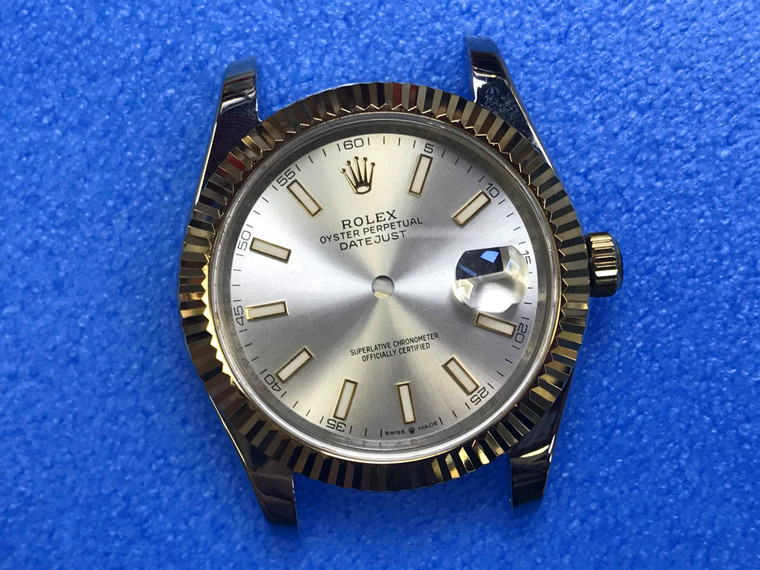 New Style Of 2-tone Rolex 41mm DateJust Watch Set  With Golden Fluted Bezel And Silver 2-tone Dial  Has Luminous Sticks Fit ETA 2824 Movement