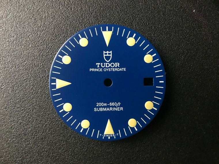 29mm Vintage Blue Tudor 76000 75190 79090 79190 Submariner Prince Oysterdate Dial With Super Yellow Luminova Fit ETA 2836 Or 2824 Or MIYOTA 8215