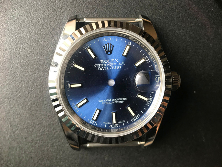 Steel Rolex 116234 DateJust 36mm Watch Set With Fluted Bezel And Blue Dial Has Small Arabic Numerals Fit ETA 2824 Movement