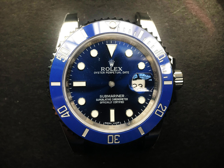 Steel Blue Rolex 116610 Submariner Watch Set In Higher Quality With Blue Ceramic Bezel And Super Blue-Green Luminova Fit ETA 2824 Movement With Date Wheel Overlay