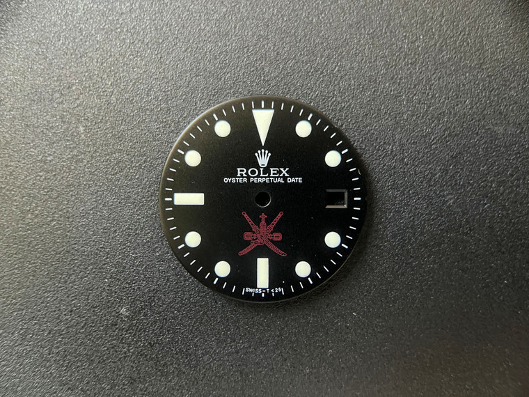 29mm 1680 Matt Black Oman Submariner Dial Marked Rolex And Red Khanjar Logo With Super White Luminova For ETA 2836 Or 2824 Or DG 2813 Or MIYOTA 8215 movement