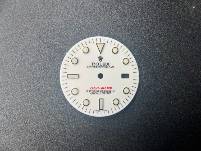 28.8mm Glossy White Dial Marked Rolex Symbol For Mens Steel YACHT-MASTER Watch Fit DG 2813 Or MIYOTA 8215 Automatic Movement With DWO