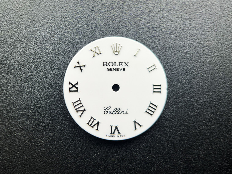 28.5mm Cal.1601 White Cellini Dial Marked Rolex Symbol With Silver Roman Numbers For Mens Steel Watch Fit DG 2813 Or MIYOTA 8215 Automatic Movement