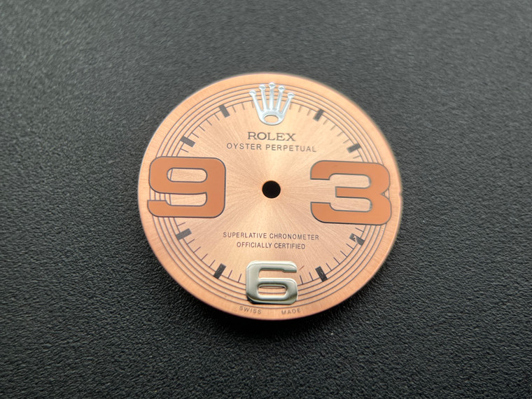 28.1mm Salmon Rose Golden Dial Marked Rolex Symbol With Big 369 For Mens OYSTER PERPETUAL Watch Fit ETA 2824 Or 2836 Or DG 2813 Or MIYOTA 8215 Automatic Movement