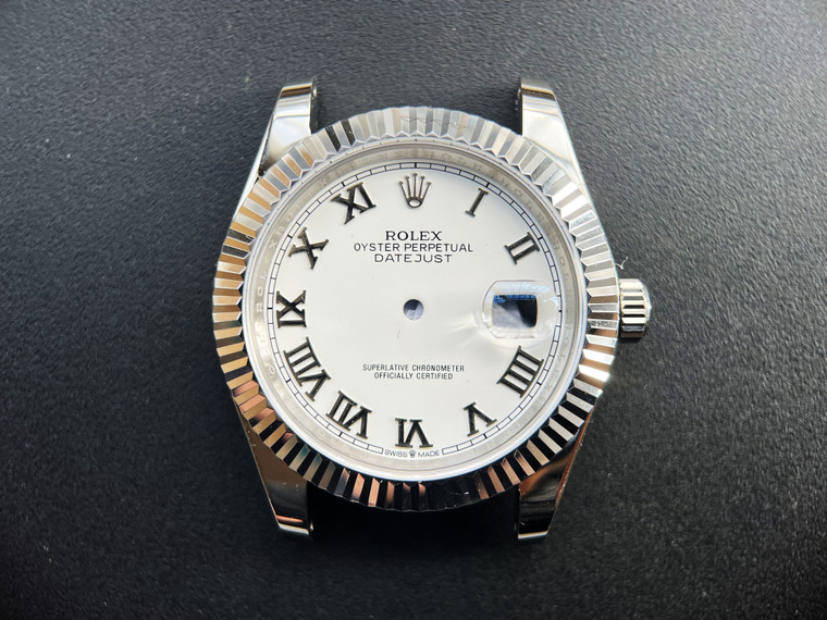 New Style Of Steel Rolex 41mm DateJust Watch Set  With Fluted Bezel And White Dial Has Roman Numerals Fit ETA 2824 Movement