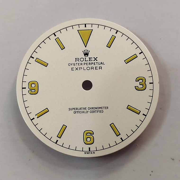 Vintage Style Of 1016 Albino White Explorer Dial Marked Rolex Symbol With Super Yellow Luminous  Fit ETA 2824 Or 2836 Or DG 2813 Or MIYOTA 8215 In 28.5mm