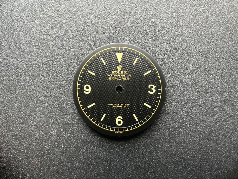 Vintage Style Of 6350 Gilt Honeycomb Waffle Explorer Dial Marked Rolex Symbol With Super Yellow Luminous  Fit ETA 2824 Or 2836 Or NH35/38 Or DG 2813 Or MIYOTA 8215 In 28.5mm