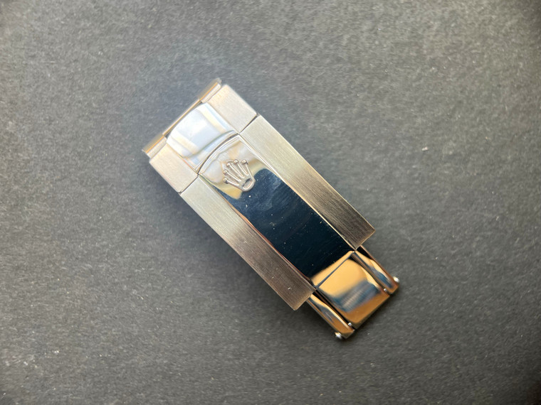 16mm Rolex Signed Stainless Steel Polished Center Hidden Clasp For Newer Style Of Mens 20mm Solid Steel Jubilee Watch Band Bracelet