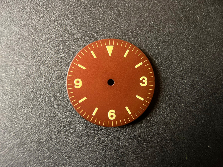 Vintage Style Of Unbranded 1016 Tropical Reddish Brown Gilt Explorer Dial With Super Yellow Luminous  Fit ETA 2824 Or 2836 Or DG 2813 Or MIYOTA 8215 Or NH35/38 In 28.5mm
