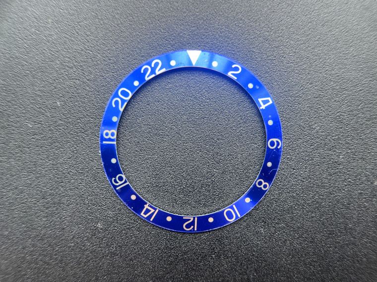 Vintage GMT Master Style Of Blue Aluminum Bezel Insert With Silver Numbers For Rolex 40mm Watch