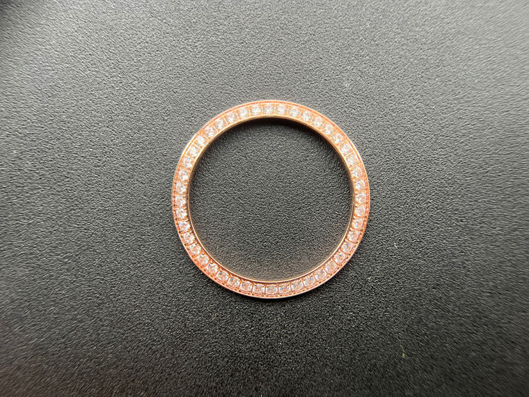 Rose Gold Alloy Plated Yellow Golden Bezel With CZ Rhinestones For Midsize 31mm ROLEX DATEJUST Watch