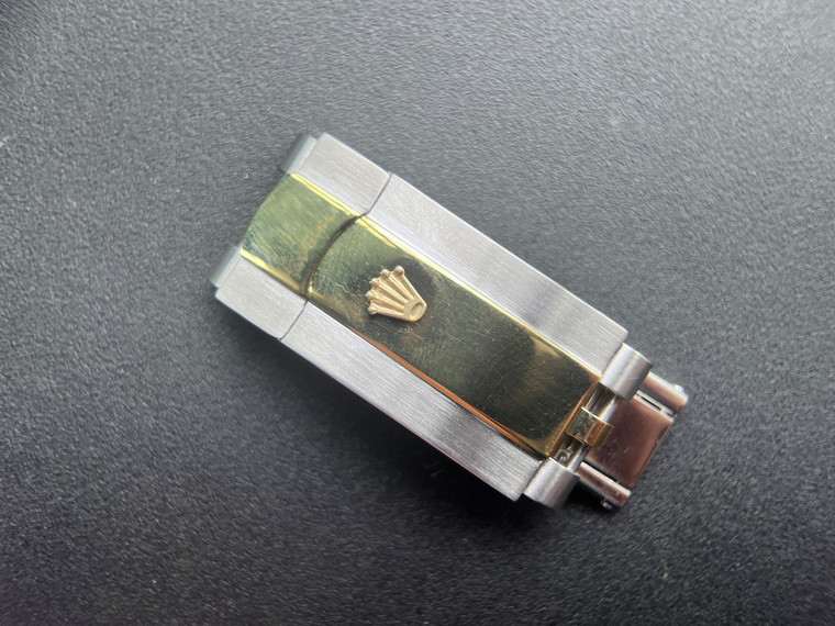 16mm Rolex Signed Gold Alloy Plated 2-tone Hidden Clasp For Newer Style Of Mens 20mm Solid Steel Jubilee Watch Band Bracelet