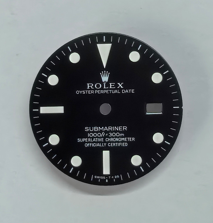 29mm 16800 Vintage Style Of Black Submariner Dial In Matt Marked Rolex Symbol With White Luminova for ETA 2836 Or DG 2813 Or MIYOTA 8215 movement With DWO