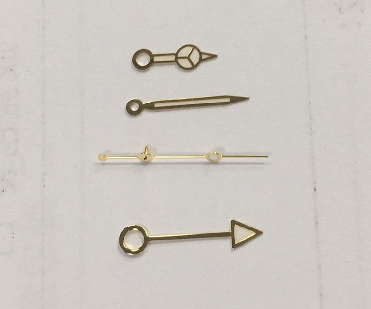 One Set Of Four Golden Watch Hands With White Luminova For Old Style 40mm GMT 1675 Or 16753 Watch Fit Modified 2836 Moement With GMT Function