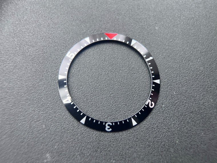 Vintage 6541 Model Of Black Aluminum Bezel Insert With Silver Numbers  And Red Triangle Fit My 6538 ROLEX Submariner Watch Case