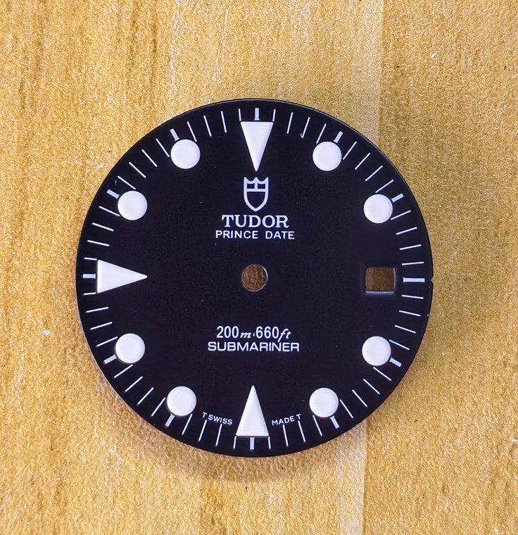 29mm Vintage Black Tudor 79190 Submariner Prince Date Dial With Super White Luminova Fit ETA 2836 Or 2824 Or MIYOTA 8215
