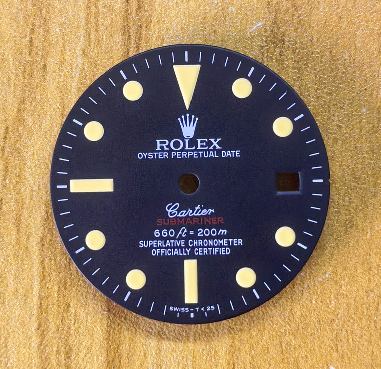 29mm Matte Black 1680 Submariner Dial Marked Rolex & Cartier Symbol  With Red "SUBMARINER" And Super Yellow Luminova For ETA 2836 Or 2824 Or DG 2813 Or MIYOTA 8215 movement