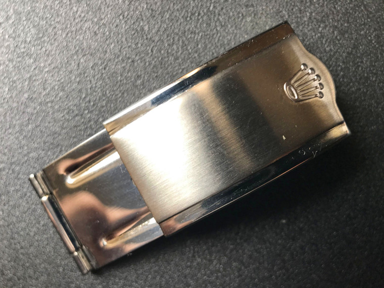 Rolex Signed Stainless Steel Folding Flip Clasp Marked Bigger Crown Logo for Vintage Style Of Mens 20mm Rivet Or Jubilee Watch Band Bracelet