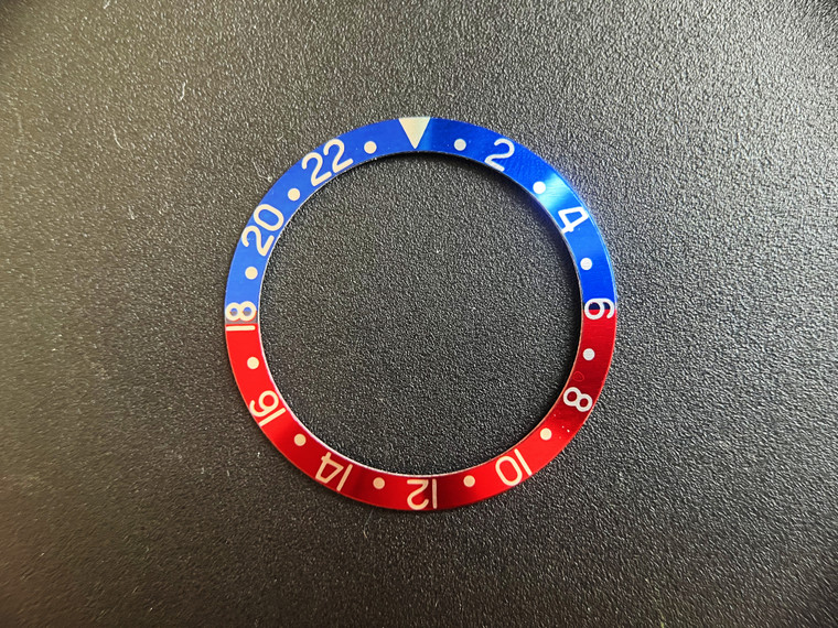 Vintage Style Of Pepsi Blue-Red Aluminum Bezel Insert With Silver Numbers For ROLEX 40mm GMT-MASTER  Watch