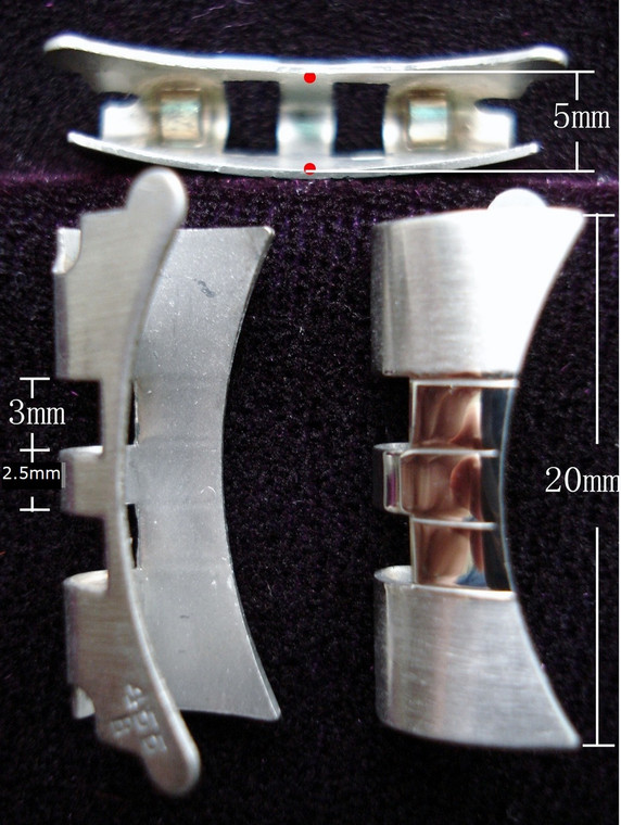 One Pair Of Steel Jubilee End Pieces Marked 455B For ROLEX 20MM DATEJUST Watch Band Bracelet Fit 36mm Watch Case