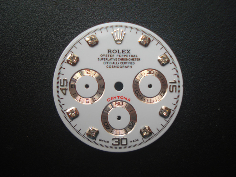29mm White Dial Marked Rolex Symbol With Silver CZ Rhinestones For Mens DAYTONA Watch Fit Chinese 7750 Automatic Movement