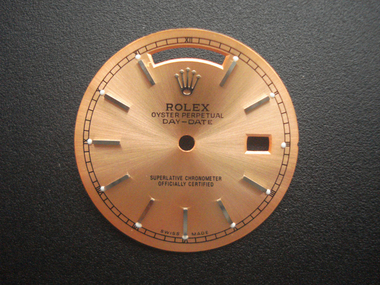 29mm Sunburst Salmon Rose Golden Dial Marked Rolex Symbol With Silver Sticks For Mens 36mm DAY-DATE Watch Fit ETA 2836 Or DG 2813 Automatic Movement