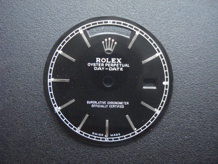29mm Glossy Black Dial Marked Rolex Symbol With Silver Sticks For Mens 36mm Steel DAY-DATE Watch Fit ETA 2836 Or DG 2813 Automatic Movement