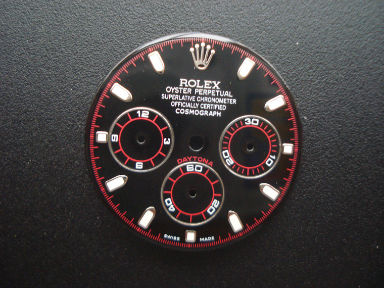 29mm Black Dial Marked Rolex Symbol With Red Circles And White Lumionus Sticks For Mens DAYTONA Watch Fit Chinese 7750 Automatic Movement