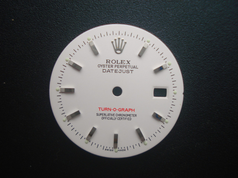28.5mm White Dial Marked Rolex Symbol with silver sticks For Mens Steel DATEJUST TURN-O-GRAPH Watch Fit DG 2813 Or MIYOTA 8215 Automatic Movement With DWO