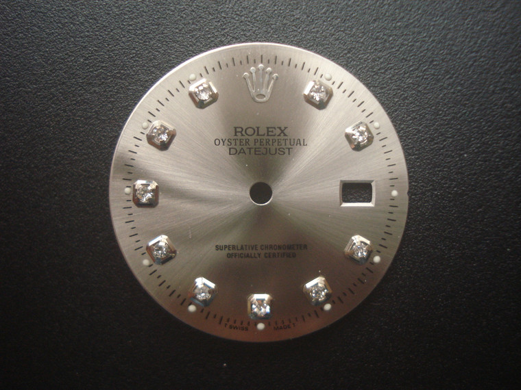 28.6mm Silver Sunburst Dial Marked Rolex Symbol With Silver Rhinestones For Mens DATEJUST Watch Fit DG 2813 Or MIYOTA 8215 Automatic Movement With DWO