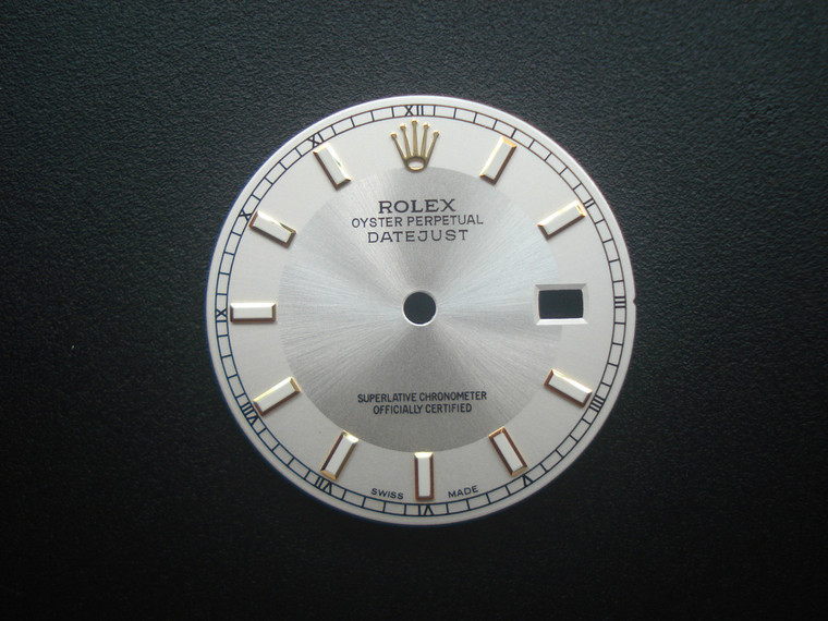 116233 28.0mm Silver And White Sunburst Tuxedo Dial Marked Rolex Symbol With Golden Luminous Sticks For Mens 2-Tone DATEJUST Watch Fit ETA 2836 Or DG 2813 Or MIYOTA 8215 Automatic Movement With DWO