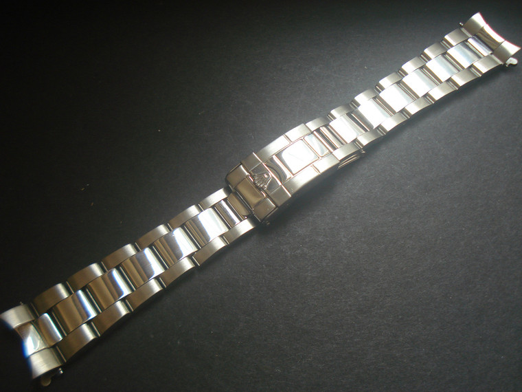 20mm Solid Stainless Steel Polished Center Watch Band Bracelet Strap With Flip-Lock Clasp Marked Rolex Logo For Vintage ROLEX 36mm Oyster Watch Case