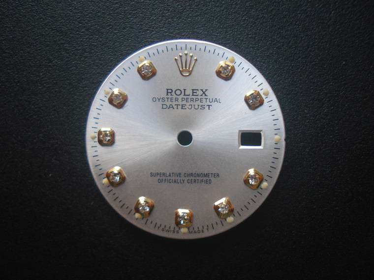 28mm Silver Sunburst Dial Marked Rolex Symbol With Golden Rhinestones For Mens 2-tone DATEJUST Watch Fit ETA 2836 Or DG 2813 Or MIYOTA 8215 Automatic Movement With DWO