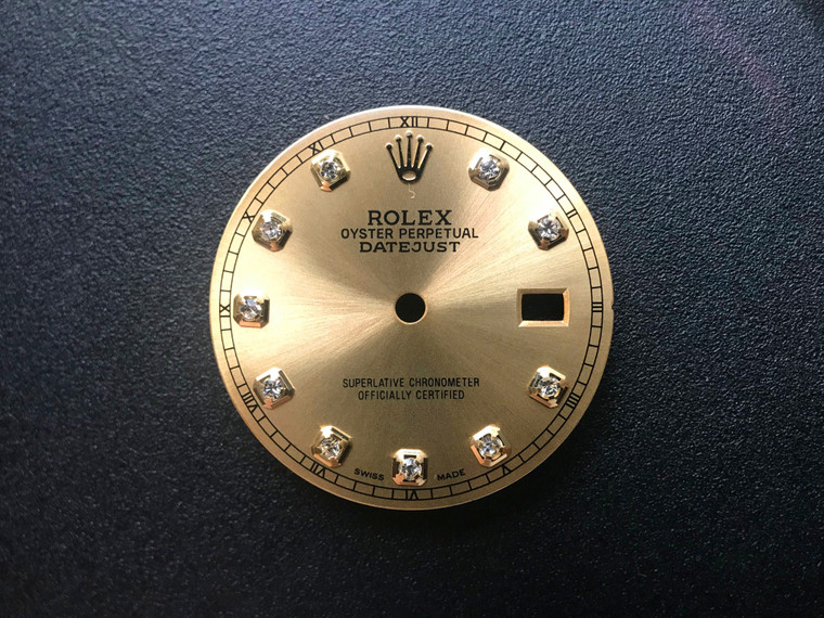 28mm Champagne Sunburst Dial Marked Rolex Symbol WIith Golden Rhinestones For Mens 2-tone Or Golden DATEJUST Watch Fit ETA 2836 Or DG 2813 Or MIYOTA 8215 Automatic Movement With DWO