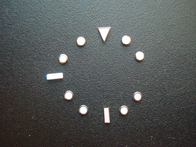 One Set Of Silver Luminous Hour Markers With Green Light For Mens Old Style Of Submariner Or Yacht-Master Or GMT Watch Dial